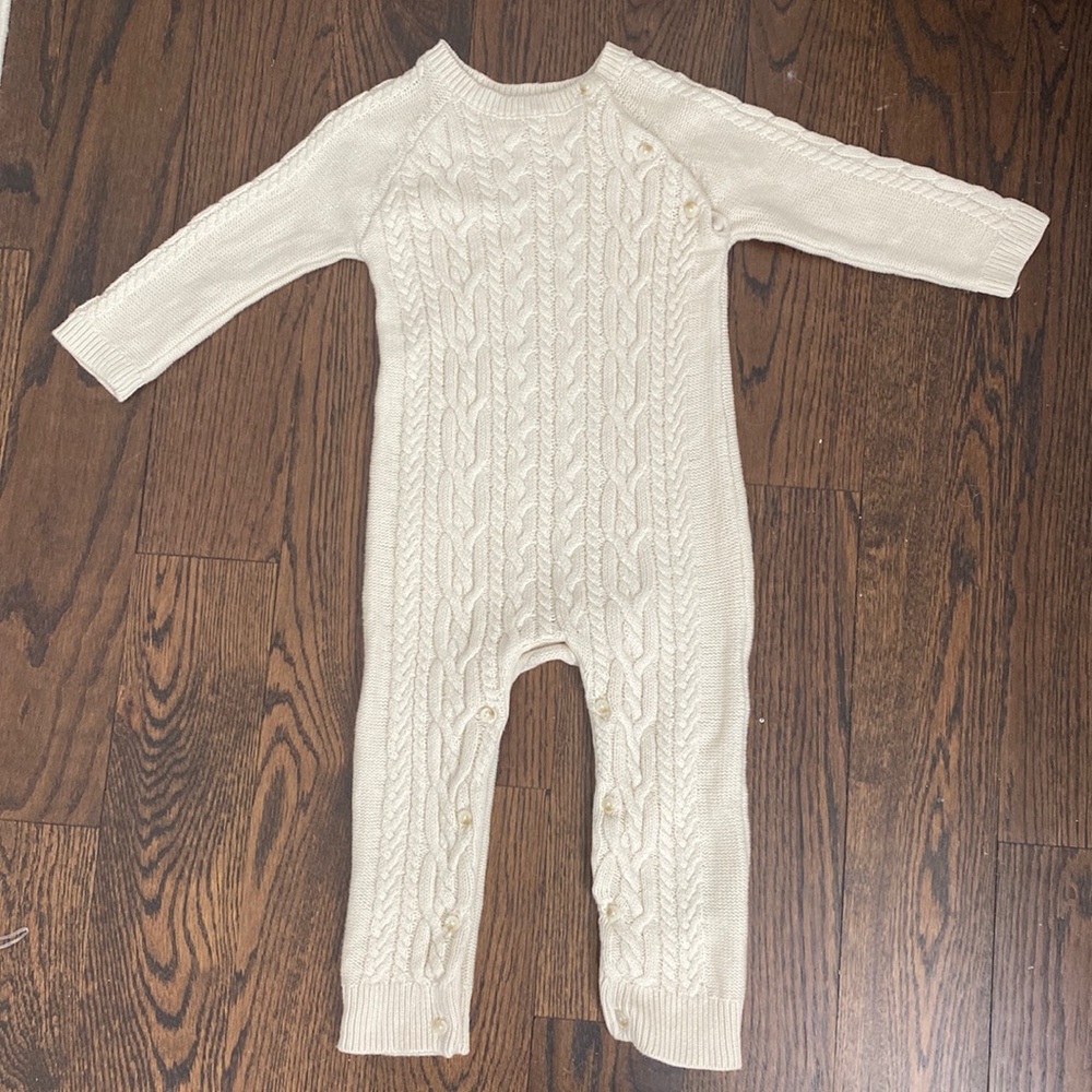 Cream knit cable one piece